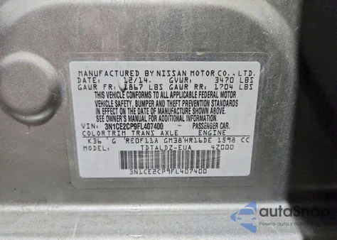 2015 Nissan Versa Note S z USA, uszkodzony, nr VIN 3N1CE2CP9FL407400